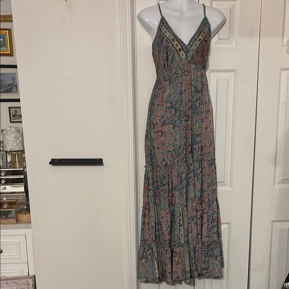 fab'rik Dresses & Skirts - fab'rik Pink and Green Spaghetti Strap Maxi Boho Sundress-NWT